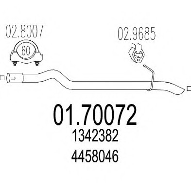 01.70072 MTS(Италия) Труба глушника MTS