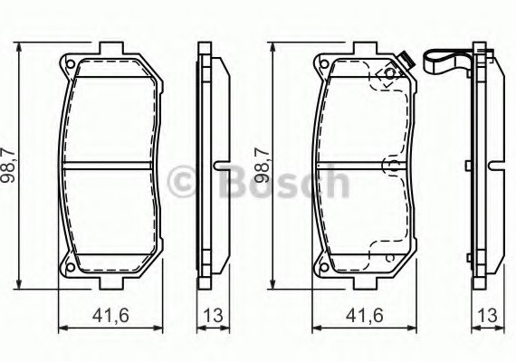 0986424693 BOSCH Тормозные колодки дисковые задние KIA Carens 04- Clarus 98- Shuma 98- 0986424693 BOSCH