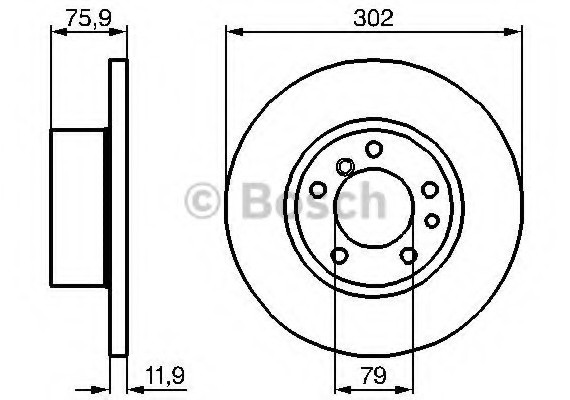 0986478319 BOSCH Тормозной диск передний BMW 5-serie (E34) (302*12) 0986478319 BOSCH
