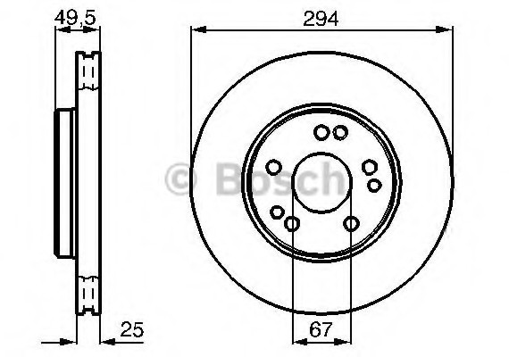 Тормозной диск передний DB W124, W461(G-klasse) 0986478428 BOSCH