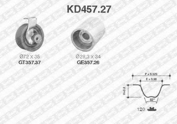 KD457.27 SNR Комплект ремня ГРМ