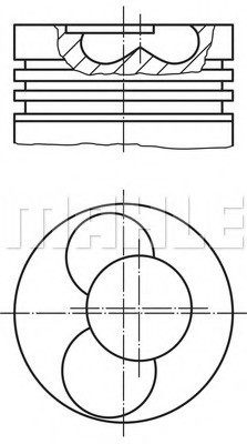 030 87 00 MAHLE Поршень з кільцями VAG 79.51 1.9TDI AXC/AXB/ASZ/ARL T5 03- (CYL 3-4) TRAPEZ (вир-во Mahle)