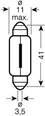 6411-02B OSRAM (Япония) Лампа софитная вспомогат. освещения C10W 12V 10W SV8.5-8 (2 шт) blister (пр-во OSRAM)