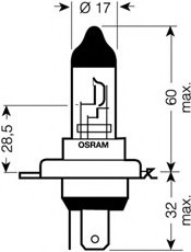 64193NBU-01B OSRAM (Япония) Автолампа Osram (H4 12V 60/55W P43t) 64193NBU-01B