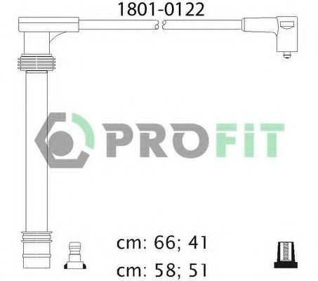 Фото комплект кабелів високовольтних 1801-0122 PROFIT 1801-0122 PROFIT Комплект кабелів високовольтних