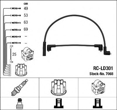 7068 NGK Комплект високовольтних проводів 7068 NGK