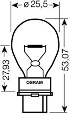 3156 OSRAM (Япония) Автолампа Osram (27W 12V W2,5X16D) 3156