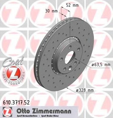 Фото диск гальмівний 610.3717.52 ZIMMERMANN 610.3717.52 Zimmermann 610.3717.52 Zimmermann Диск гальмівний 610.3717.52 ZIMMERMANN