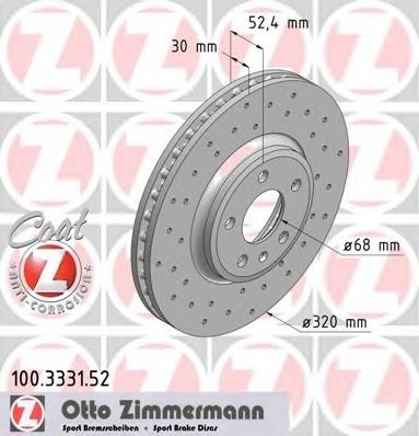 100.3331.52 Zimmermann Диск гальмівний SPORT Z