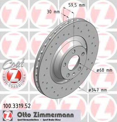 100.3319.52 Zimmermann Диск гальмівний 100.3319.52 ZIMMERMANN