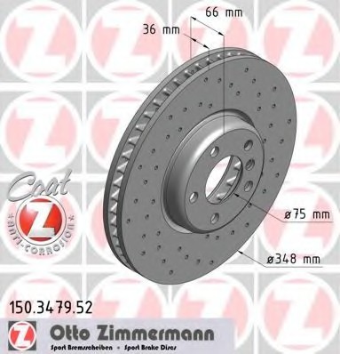 150.3479.52 Zimmermann Диск тормозной правый Sport