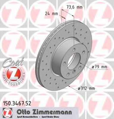 150.3467.52 Zimmermann Диск гальмівний 150.3467.52 ZIMMERMANN