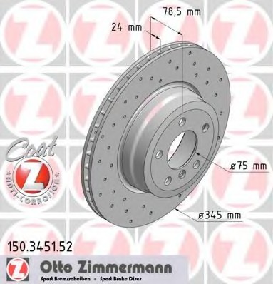 150.3451.52 Zimmermann Диск тормозной Sport