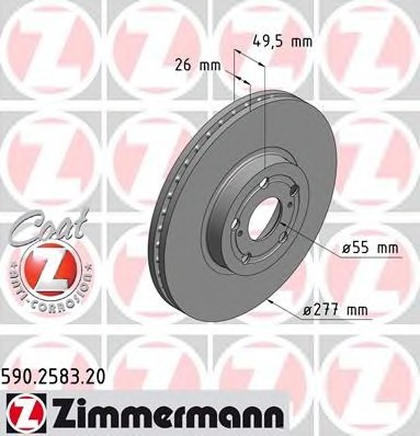 Фото диск гальмівний 590.2583.20 ZIMMERMANN 590.2583.20 Zimmermann 590.2583.20 Zimmermann Диск гальмівний 590.2583.20 ZIMMERMANN
