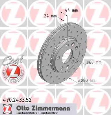 Фото диск гальмівний 470.2433.52 ZIMMERMANN 470.2433.52 Zimmermann 470.2433.52 Zimmermann Диск гальмівний 470.2433.52 ZIMMERMANN