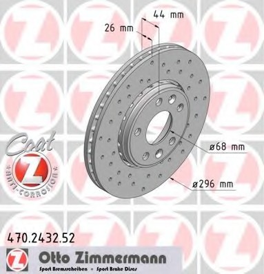 Фото диск гальмівний 470.2432.52 ZIMMERMANN 470.2432.52 Zimmermann 470.2432.52 Zimmermann Диск гальмівний 470.2432.52 ZIMMERMANN