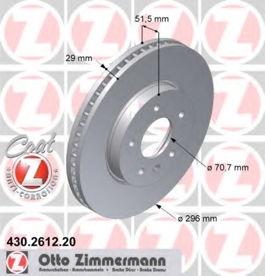 Фото диск гальмівний 430.2612.20 ZIMMERMANN 430.2612.20 Zimmermann 430.2612.20 Zimmermann Диск гальмівний 430.2612.20 ZIMMERMANN