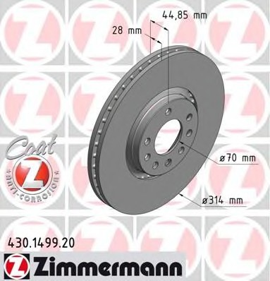 430.1499.20 Zimmermann Диск гальмівний 430.1499.20 ZIMMERMANN