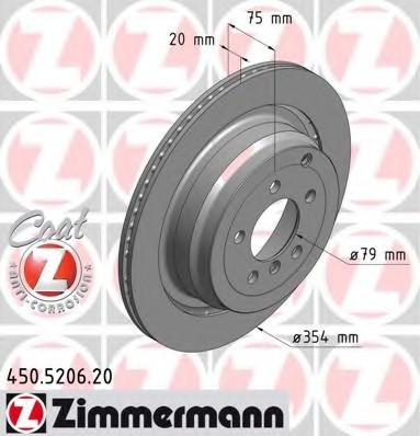 Фото диск гальмівний 450.5206.20 ZIMMERMANN 450.5206.20 Zimmermann 450.5206.20 Zimmermann Диск гальмівний 450.5206.20 ZIMMERMANN