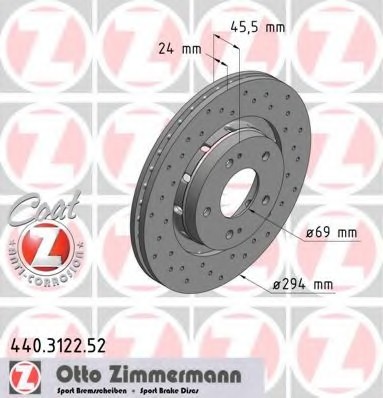 440.3122.52 Zimmermann Диск гальмівний 440.3122.52 ZIMMERMANN