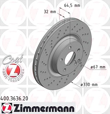 Фото диск гальмівний 400.3636.20 ZIMMERMANN 400.3636.20 Zimmermann 400.3636.20 Zimmermann Диск гальмівний 400.3636.20 ZIMMERMANN