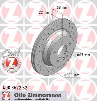 Диск гальмівний 400.3622.52 ZIMMERMANN
