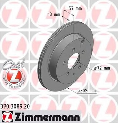 Фото диск гальмівний 370.3089.20 ZIMMERMANN 370.3089.20 Zimmermann 370.3089.20 Zimmermann Диск гальмівний 370.3089.20 ZIMMERMANN