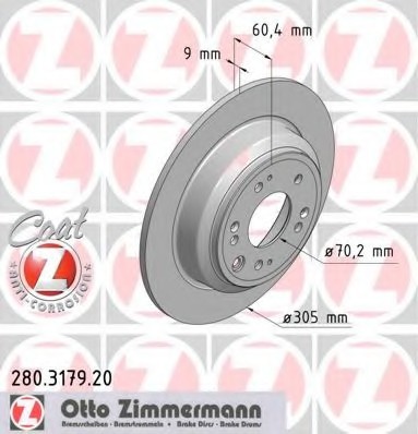 Фото диск гальмівний 280.3179.20 ZIMMERMANN 280.3179.20 Zimmermann 280.3179.20 Zimmermann Диск гальмівний 280.3179.20 ZIMMERMANN