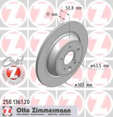 250.1361.20 Zimmermann Диск тормозной COAT Z