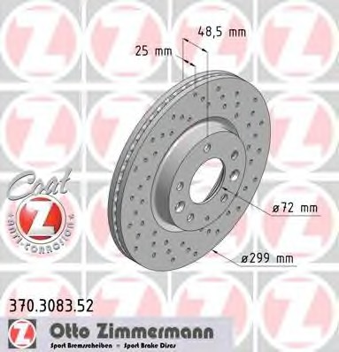 Фото диск гальмівний 370.3083.52 ZIMMERMANN 370.3083.52 Zimmermann 370.3083.52 Zimmermann Диск гальмівний 370.3083.52 ZIMMERMANN