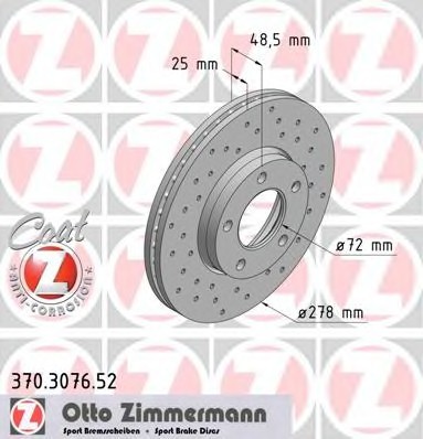 Диск гальмівний 370.3076.52 ZIMMERMANN
