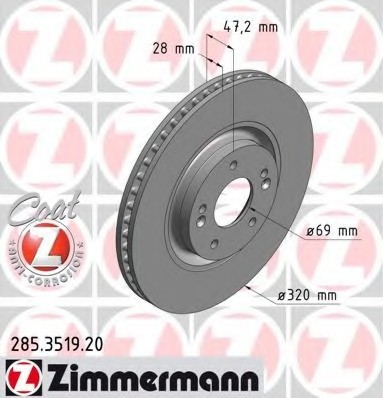 285.3519.20 Zimmermann Диск тормозной