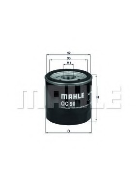 OC90 MAHLE Фильтр масляный Mahle Lanos/Aveo OC90
