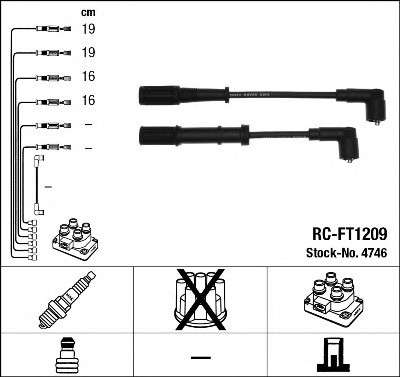 RC-FT1209 NGK Комплект дротів запалювання (вир-во NGK)