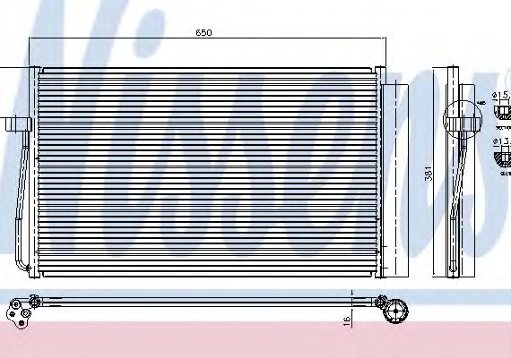 94747 NISSENS (Дания) Радіатор кондиціонера BMW 5 E60-E61/BMW7 E65-E66-E67-E68 (вир-во Nissens)