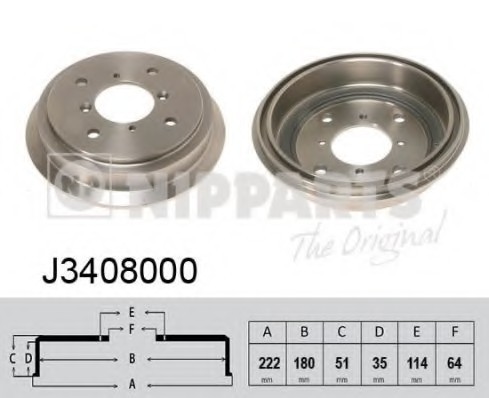 Фото барабан гальмівний J3408000 NIPPARTS (Нидерланды) J3408000 NIPPARTS (Нидерланды) Барабан гальмівний
