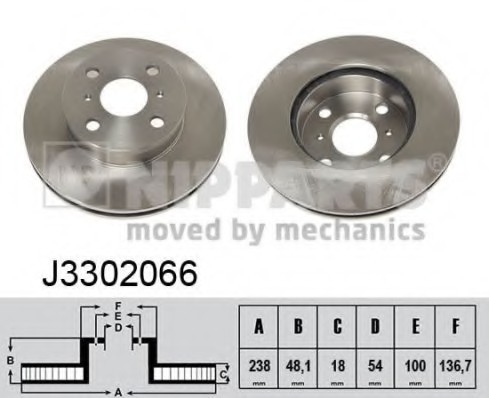 J3302066 NIPPARTS (Нидерланды) Диск тормозной J3302066 NIPPARTS