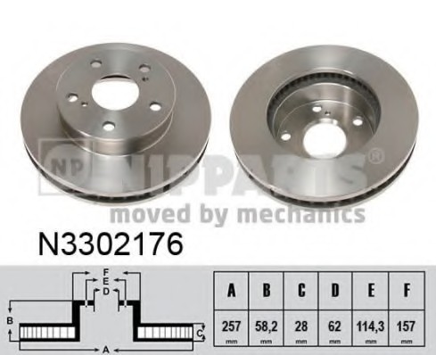 N3302176 NIPPARTS (Нидерланды) Гальмівний диск Nipparts