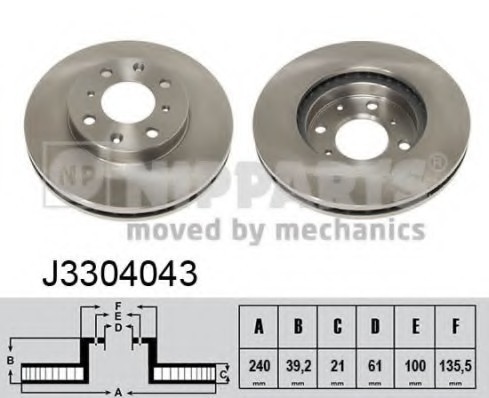 J3304043 NIPPARTS (Нидерланды) Диск тормозной J3304043 NIPPARTS