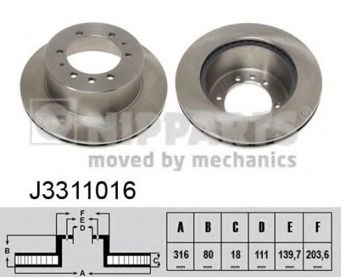 J3311016 NIPPARTS (Нидерланды) Диск тормозной J3311016 NIPPARTS