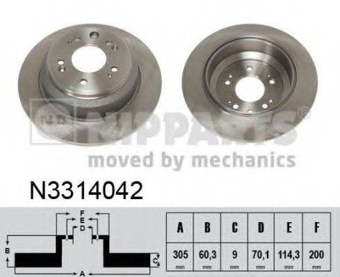 N3314042 NIPPARTS (Нидерланды) Диск гальмівний N3314042 NIPPARTS