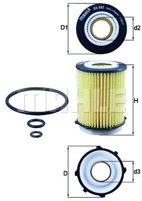 OX982D MAHLE Фільтр мастил