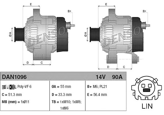 DAN1096 DENSO (Япония) Генератор DAN1096 DENSO