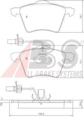 37141 ABS Колодка гальм. VW T4 16 передн. (пр-во ABS) 37141