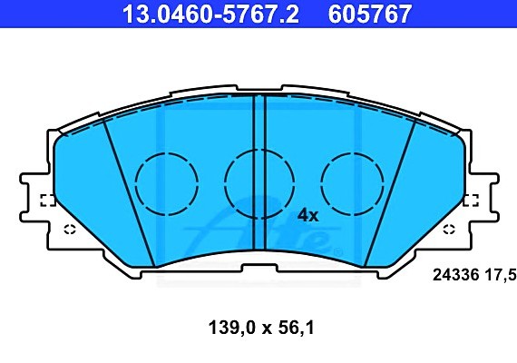 13046057672 Ate Колодки тормозные дисковые передн, LEXUS: HS 250h 09- \ SUBARU: TREZIA 1.3/1.4 D 11- \ TOYOTA: AURIS 13046057672 ATE