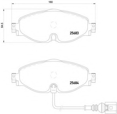 P85126 BREMBO (Германия) Колодки гальмівні дискові AUDI: A3 12-,  \  SEAT: LEON 12- \  SKODA: OCTAVIA 12-,  \  VW: GOLF VI 11-, GO P85126 BREMBO