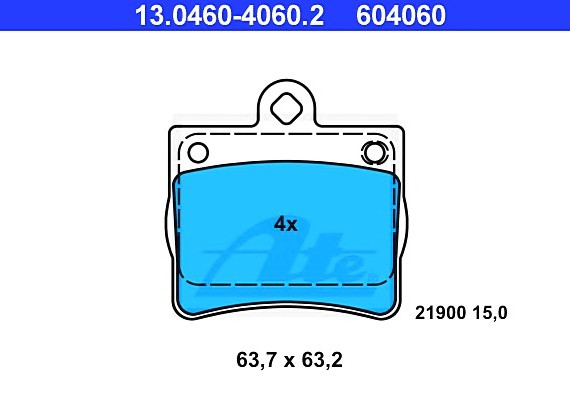 13046040602 Ate Колодки тормозные дисковые задн, MERCEDES-BENZ: C-CLASS C 180/C 200/C 200 CDI/C 200 D/C 200 D/C 220/ 13046040602 ATE