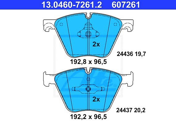 13046072612 Ate Колодки тормозные дисковые передн, BMW: 5 GRAN TURISMO 550 i/550 i xDrive 09-, 7 750 d xDrive/750 i/ 13046072612 ATE