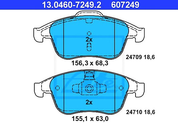 13046072492 Ate Колодки тормозные дисковые передн, RENAULT: GRAND SCENIC III 1.2 TCe/1.2 TCe/1.4 16V/1.5 dCi/1.6 16V 13046072492 ATE