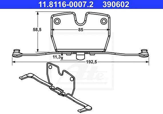 11811600072 Ate Комплект монтажный тормозных колодок BMW: 5 535 d/535 d xDrive/535 i/535 i xDrive/550 i/550 i xDrive 11811600072 ATE